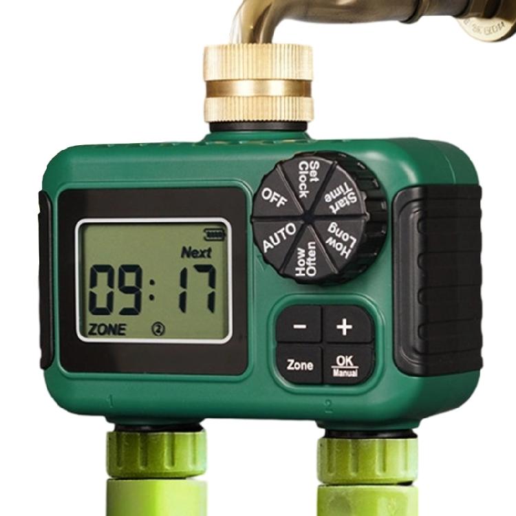 

Automatic Garden Sprinkler Timer 2 Way Brass Connection With Waterproof LCD Screen For Outdoor Use Efficient Plant Care 1