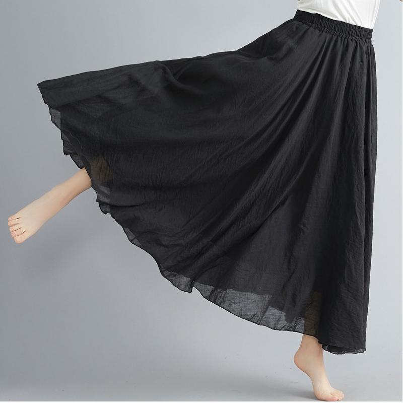 Forest Women's Artistic Cotton Linen Clothes Women Skirts Casual Elastic Waist A-line Skirt