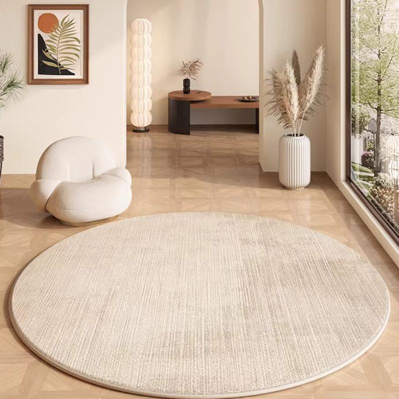 Cremefarbene Teppiche für das Wohnzimmer, Leichter Luxus, Schlafzimmerdekoration, Plüschteppich, Flauschiger Weicher Runder Teppich, Einfache Haus Bodendämmmatte Verdickt