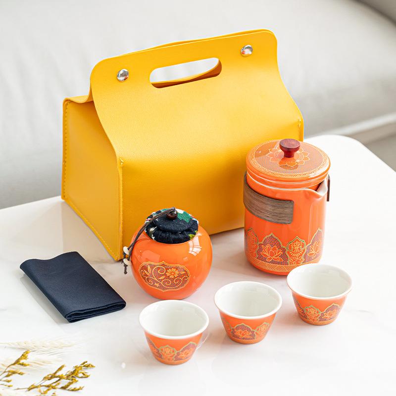 Travel tea set portable kung fu tea set outdoor teapot quick guest cup Mid-Autumn Festival gift gift