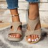 2024 Summer New Women's Shoes Fashionable Large Size Beach Shoes Solid Color Open Toe Wedge Heel Roman Women's Slippers