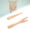 Holzflechtgabel und Flechtnadel mit großem Öhr Set Holzstrickgabel Flechtwerkzeug für Wandteppiche Armbänder Weben