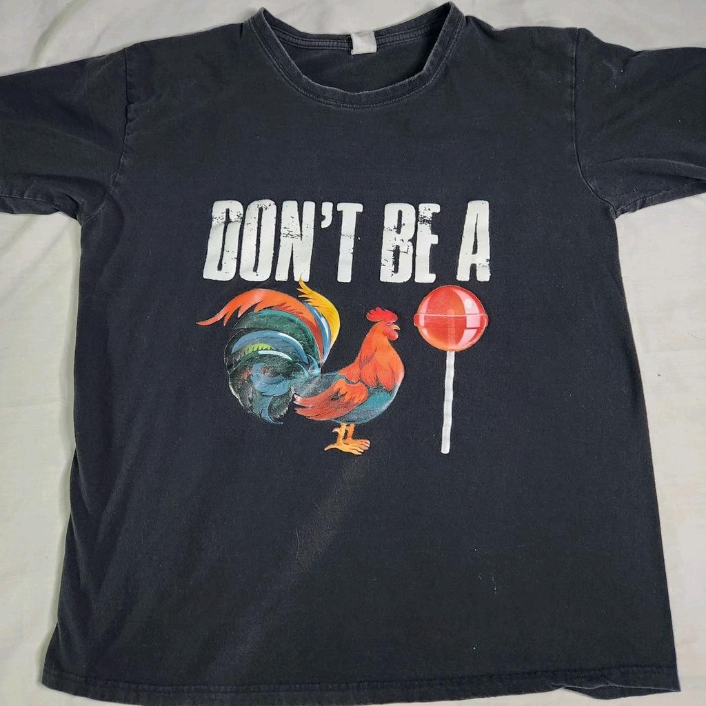 VINTAGE Don't Be a Rooster (Cock) Lollipop (Sucker) T-Shirt Funny Graphic Sz LG Unisex T-Shirt