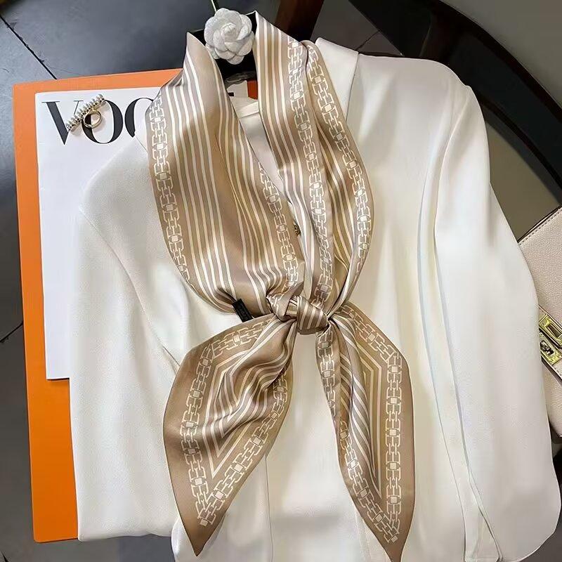 Modische Streifen Haarband Schal Damen Krawatte Tasche Schals Satin Seide Dünne Kopftücher Damen Kleiner Langer Schal Seidenschal Neu