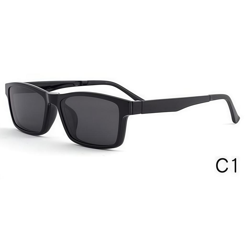 2076 New Large Square Frame Magnetic Clip-On Men's Polarized Sunglasses - Multi-Color Options