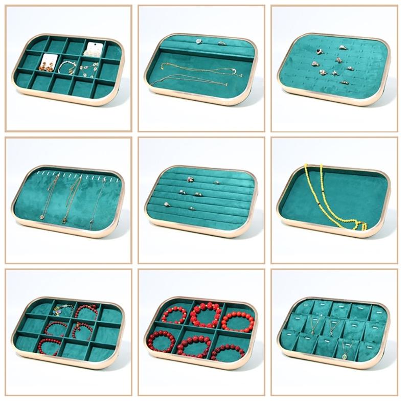 Elegant Velvets Jewelry Storage Tray Pendant Holder Elegant Jewelry Box Stackable Display Showcase Plate for Necklace