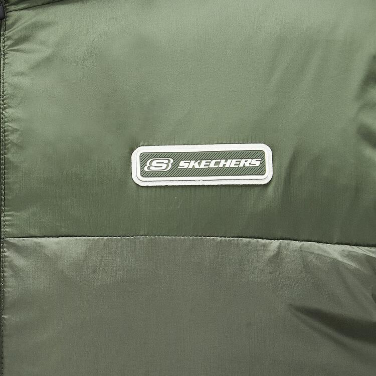 Skechers Sports Lifestyle Series Stand Collar Casual Comfortable Warm Down Vest Men Vest Stone-Green L424M112-01DN