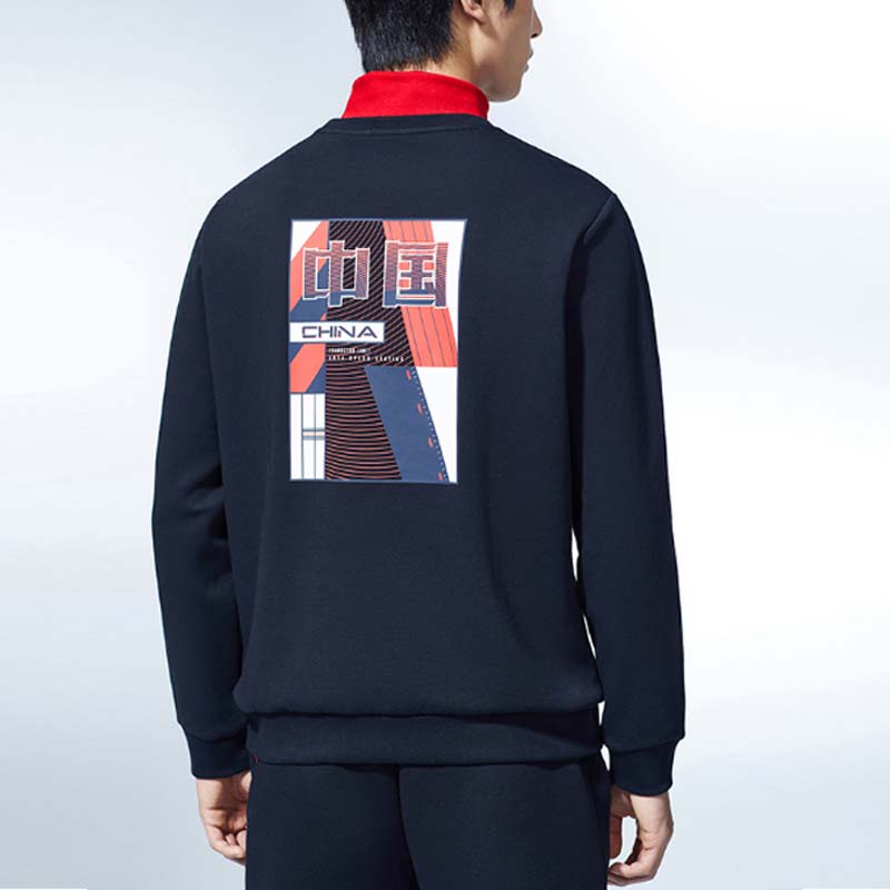 Anta Comprehensive Training Series Text Print Round Neck Pullover Casual Sweatshirt Men Sweatshirt Basic-Black 152317706-3