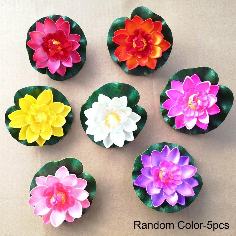 

5pcs Colorful Artificial Flower Lifelike Floating Water Lily Simulation Fake Lotus Plant Micro Landscape Pond Garden Decorations