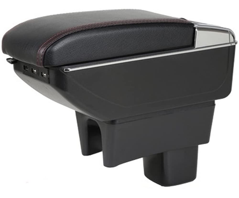 Black Armrest Console Box for Suzuki Swift Black ZC/ZD, Multi-Function Storage, (1 Tier, USB)