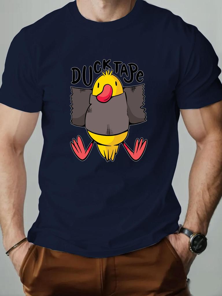 2026 New Mens Duck Pattern Summer Casual Round Neck Short Tshirt Mens Round Neck Short Sleeved Shirt