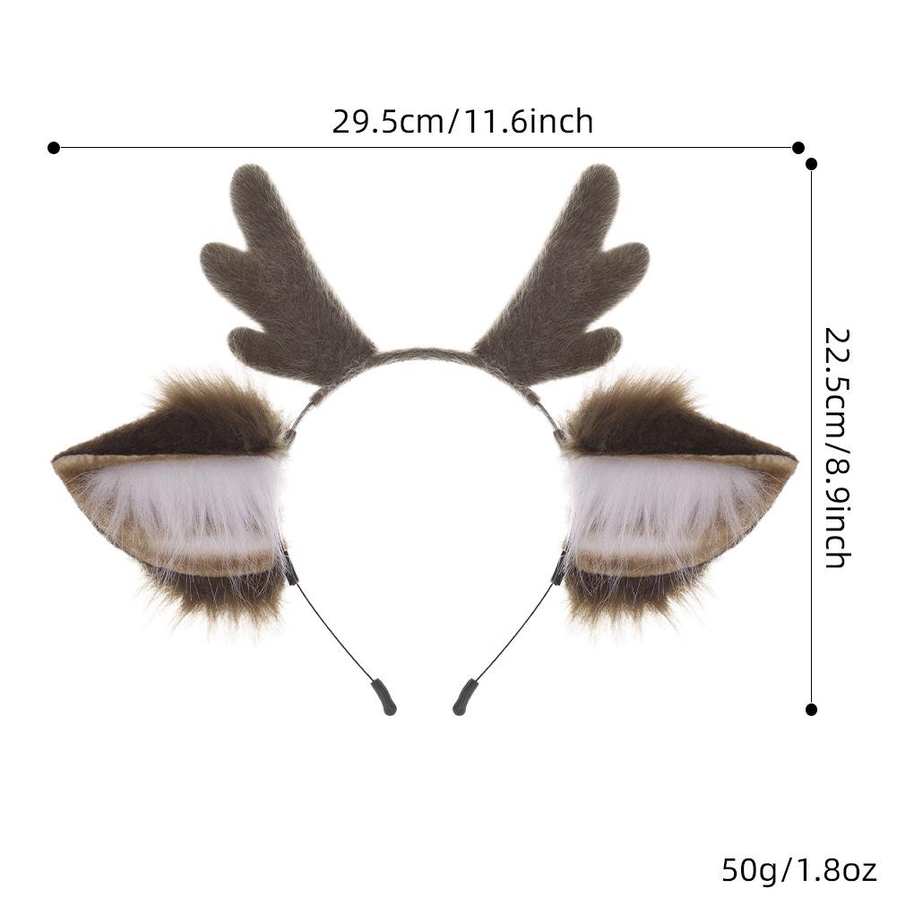 Christmas Deer Antlers Headband: Cute Plush Cosplay Animal Ears Accessory
