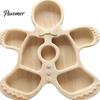 Solid Wood Fruit Bowls Wooden Christmas Divided Tray, Gingerbread Man Santa Xmas Tree Compartment Snack Rustic Kitchen Table Decor Platter,