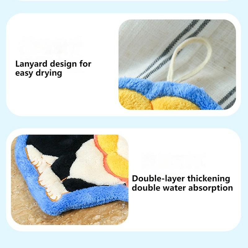 Cartoon Bow Black Cat Hand Towel Cute And Lucky Cat Plush Absorbent Towel Black Cat Strong Absorbent Hand Towel