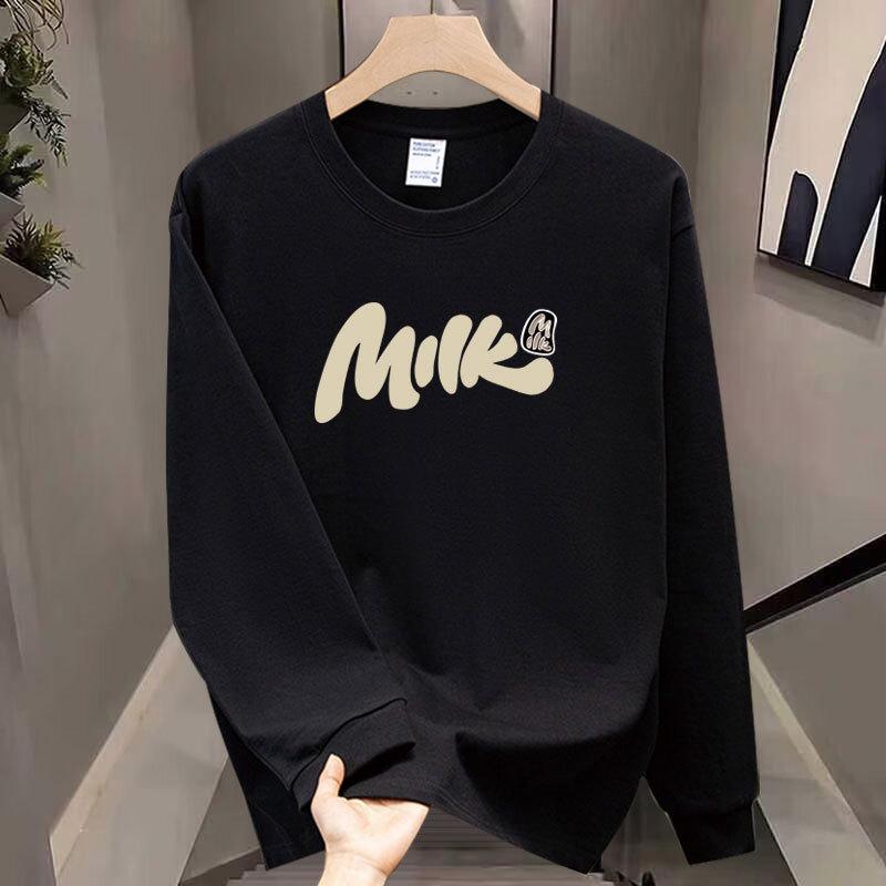 Reines Baumwoll-Schwerlast-Langarm-T-Shirt, Herbst-Trendmarke für junge Männer und Frauen, Locker, Lässig, Aufmüpfig, Gutaussehend, Business-Kleidung