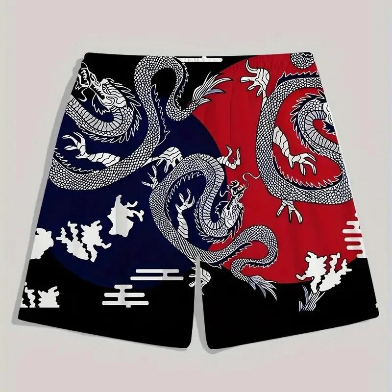China Chinese Retro Dragon Muay Thai Boxing Kickboxing Shorts 3D Print Training Unisex Men Women Quick Dry Fitness Gym Sport Workout Casual Streetwear