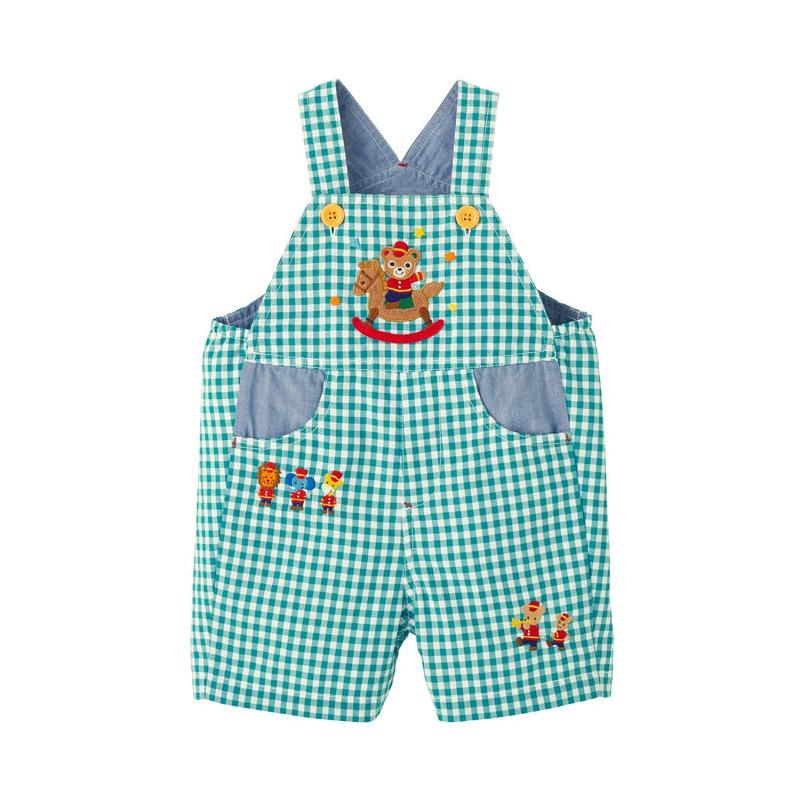 Stylish Kids' Clothing: Embroidered Trojan Horse & Bear Overalls, Shorts, and Jeans for Boys & Girls