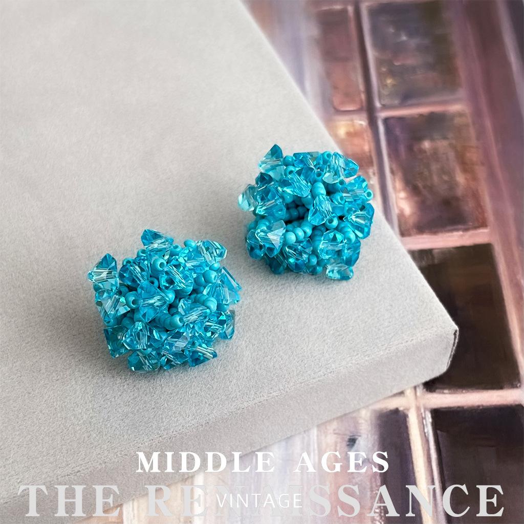 Синие серьги-гвоздики с гортензиями, серьги из хрустального стекла ручной работы, нишевые серьги