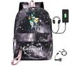 Harajuku Jugendliche Schultaschen Unisex Genshin Impact Reisetaschen USB-aufladbar Oxford Wasserdicht Notizbuch Schulterrucksäcke