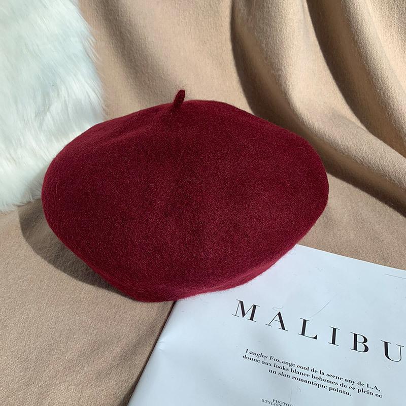 New hat autumn and winter trend women's beret monochrome high-quality warm painter hat spot