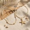 Bohemian Large Star Long Necklace for Women Y2K Starry Beaded Double Layered Clavicle Chain Fashion Seaside Vacation Jewelry