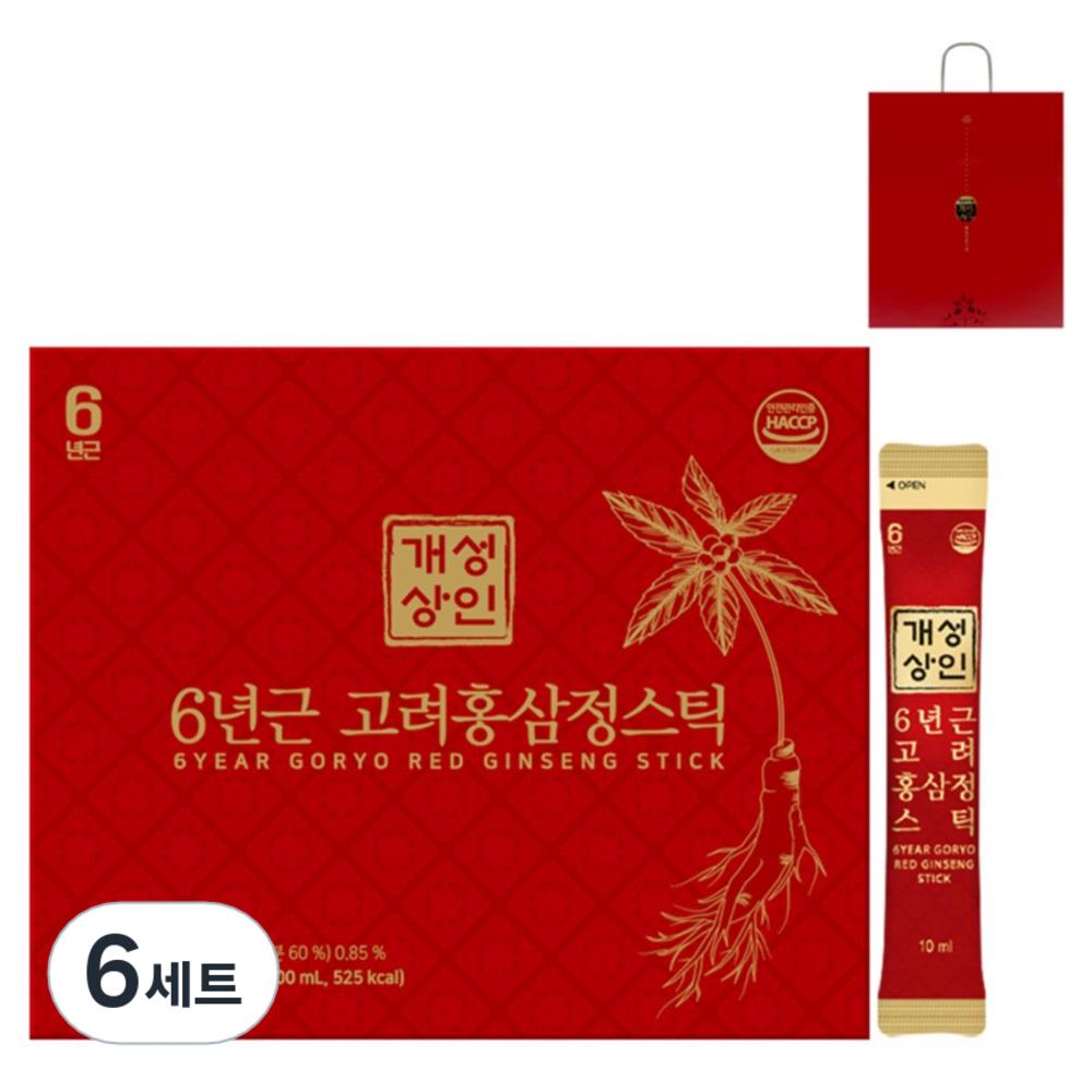 Gaeseong Sangin 6-Year-Old Goryeo Red Ginseng Extract Sticks 30 Packets, 300ml, 6 Sets