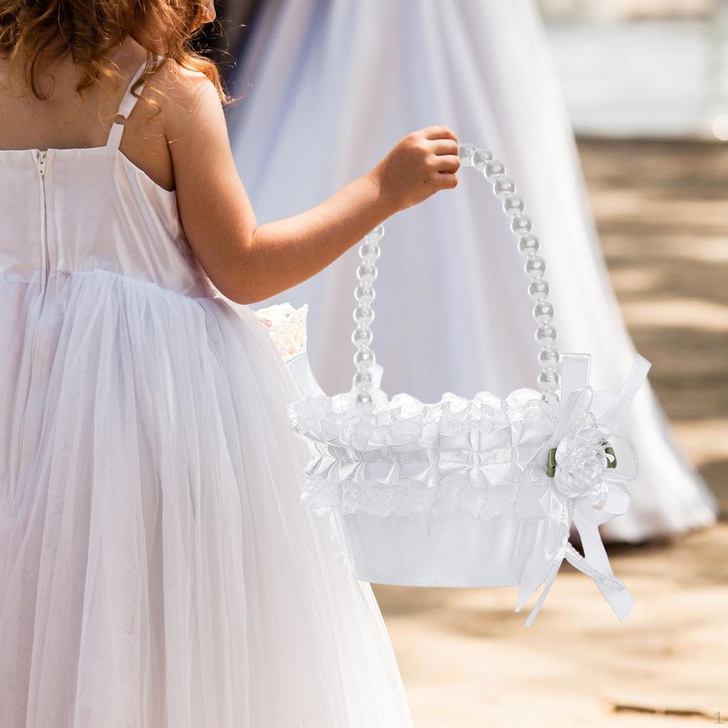 Elegant Satin Flower Basket for Wedding Ceremony