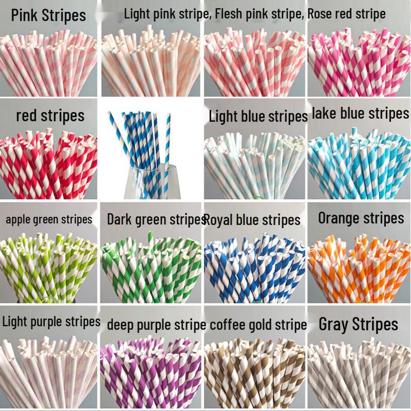 Pabei Colorful Striped Kraft Paper Straws