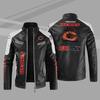 Boutique leather jacket stand-up collar velvet team fan gift Chicago Bears new men's casual jacket