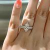Fashionable High-end Shiny Couple's Ring with Geometric Zirconia Inlays. Wedding Gift. Banquet Oval Ring.