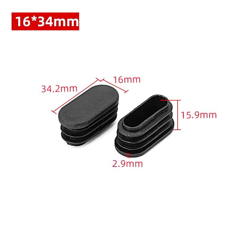 Tapones de Extremo de Cierre de Plástico Rectangular Ovalado Negro para Tubos Tubos Tapones Tapones Tapón para Pies de Mesa Patas de Silla