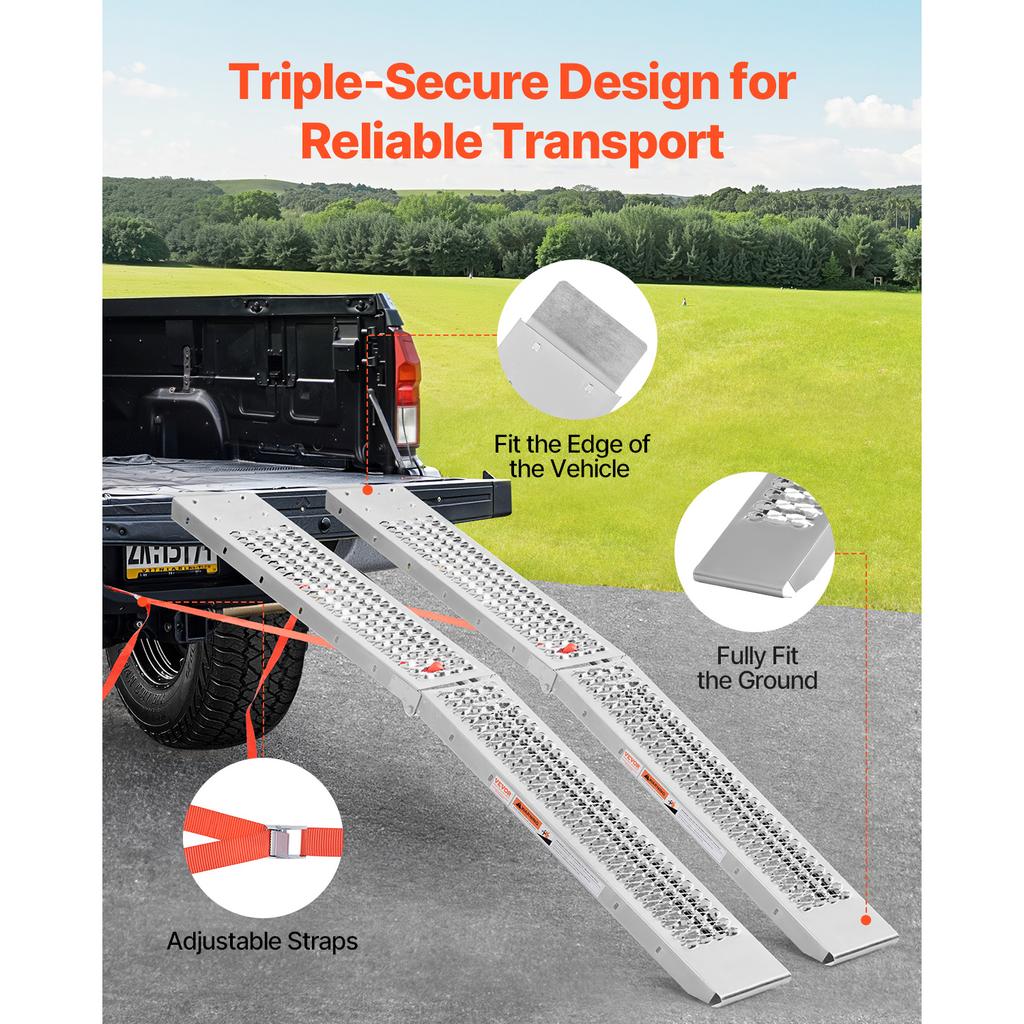 SucceBuy 1000lbs Steel Ramps 2Pcs Ramps with Wider Ramp Surface Universal Stable Loading Ramp with Handles Fit for ATV UTV Motor