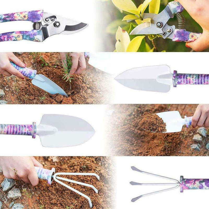 10PCS Garden Tools Kit Gardening Tools Set Pruner Rake Shovel Grass Garden Hand Tool Set With Storage Case