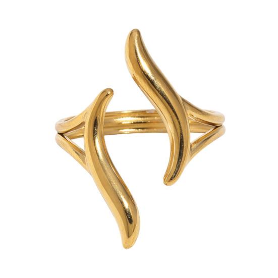 Middle Finger Ring Opening Adjustable Fit Women Ring Stainless Steel Texture Curved Geometric Shape Finger Band Jewelry Gift