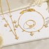 WILD & FREE Exquisite Crystal Star Charm Necklace Bracelet Ring Jewelry Set 18K Gold Plated Stainless Steel Jewelry for Women