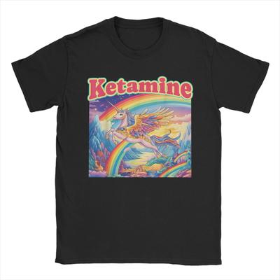 Lustiges Ketamin Pferd Einhorn Notfall Regenbogen 100% Baumwolle T-Shirt Für Männer Sommer T-Shirts Atmungsaktives T-Shirt Übergroße Kleidung