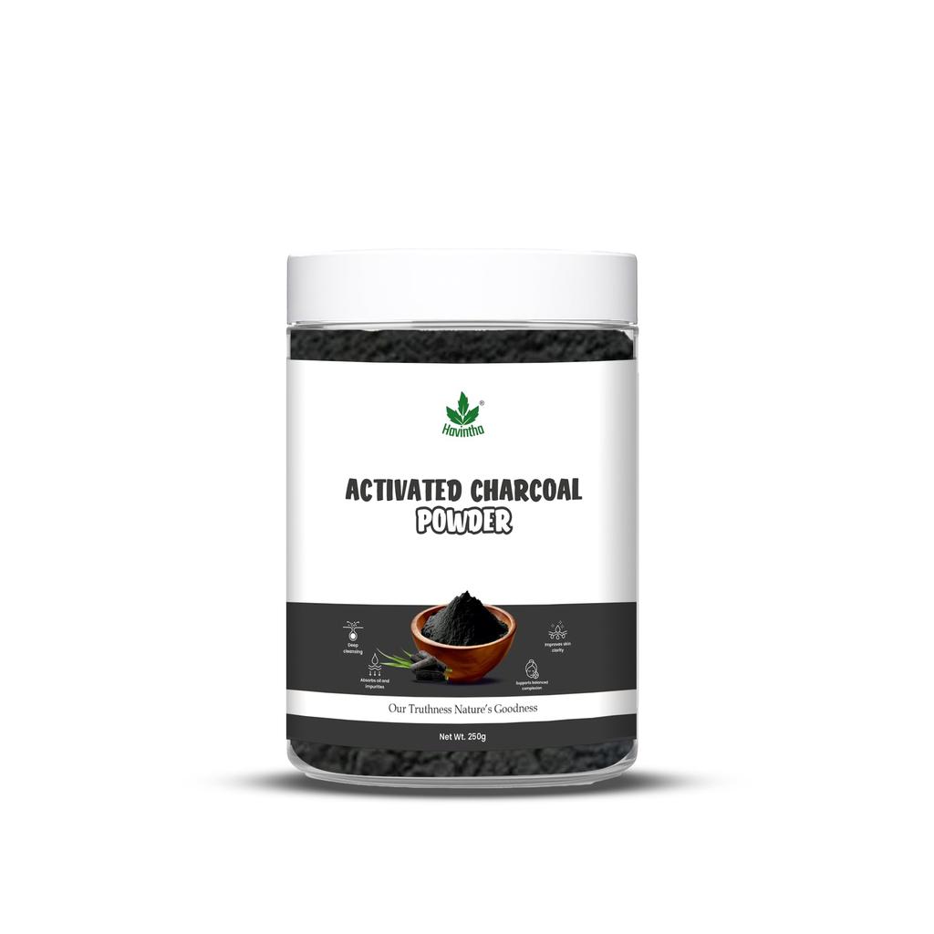 Havintha Natural Activated Charcoal Powder for Face & Skin | Oil Control and Acne | Face Pack, Clear Dead Skin, Blackheads Removal - 250g