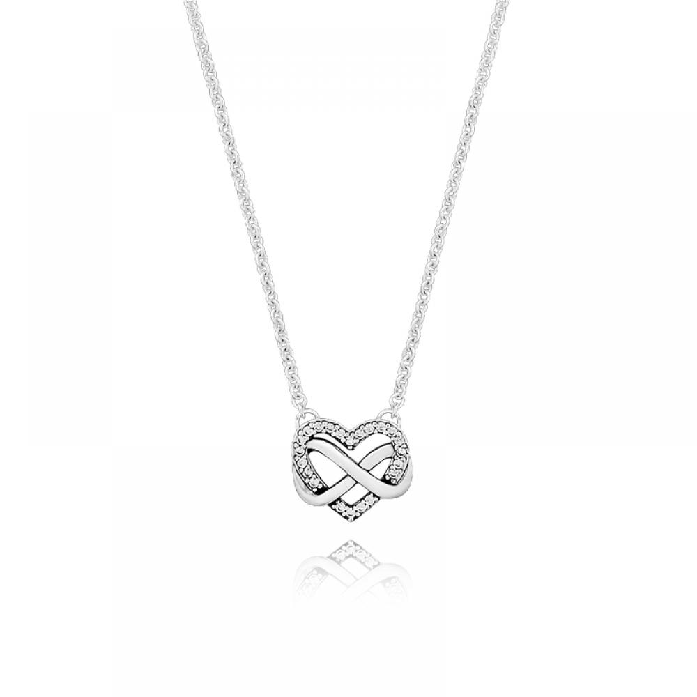 Pandora 392666c01 Moment Sparkling Infinity Heart Silver Necklace