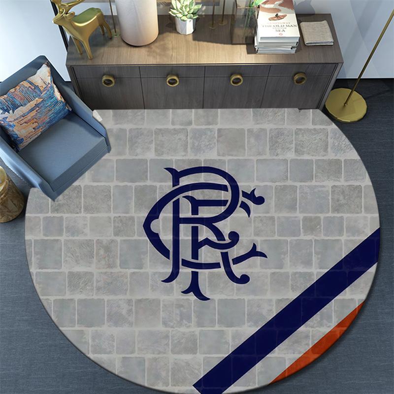 Rangers FC Round Area Rug,Carpet Rug for Living Room Bedroom Sofa Playroom Decor,Non-slip Floor Mat