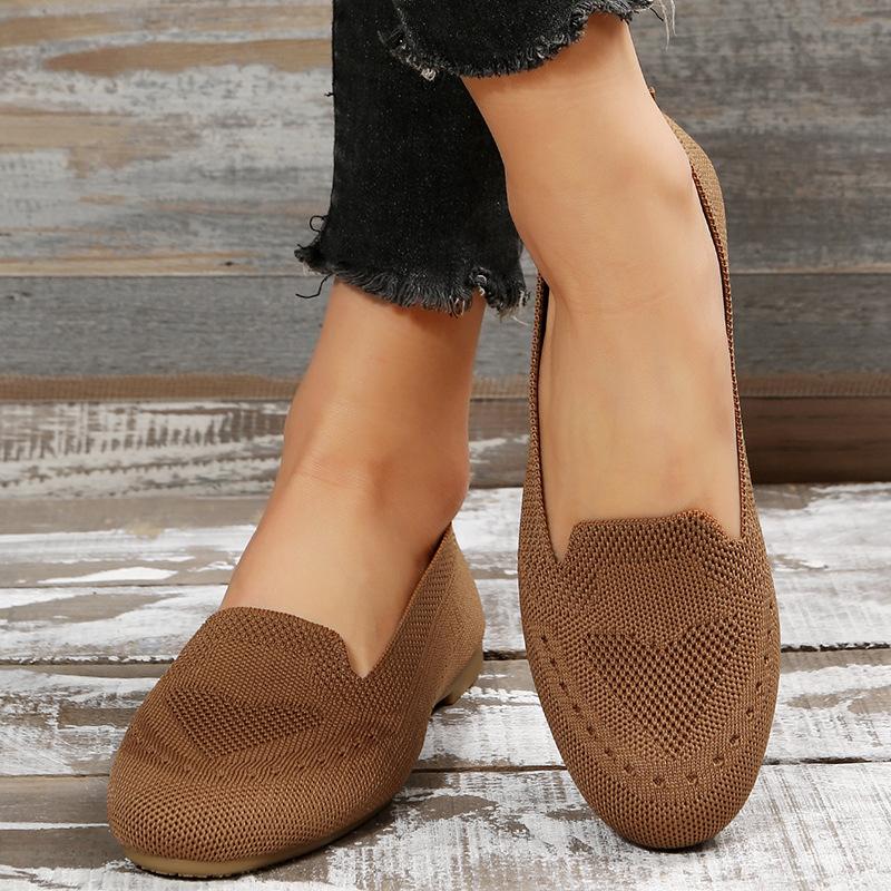New Oversized Single Shoe with Fly Woven Mesh Surface, Shallow Mouth, One Foot Kick, Lazy Flat Bottom Casual Women's Shoes