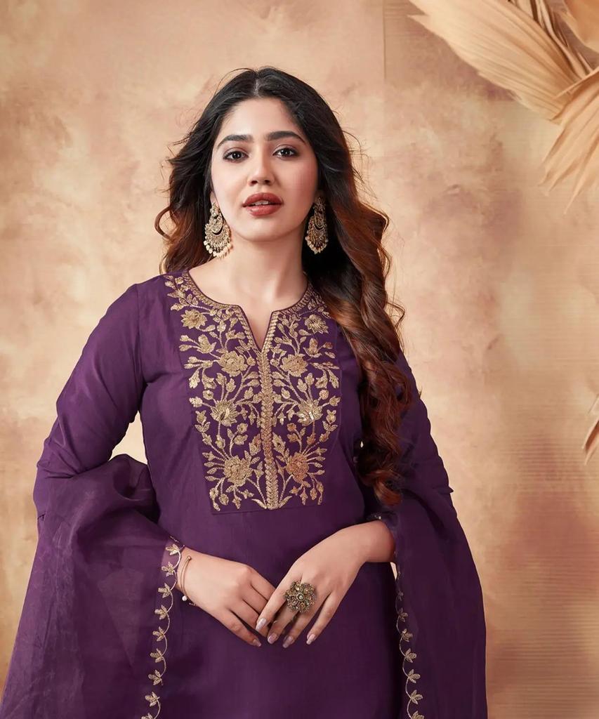 Ensemble Kurta Pantalon Dupatta en Mélange de Coton pour Femme Designer Indien Tenue de Soirée Kurti Salwar Suit