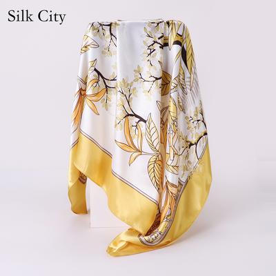 Bufandas de seda lujosas de alta calidad, pañuelos para la cabeza, bufanda para el cuello para mujer, bufanda de seda con cadena, chal decorativo para mujer