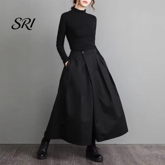 Comfortable Loose Fit Pants Women Pure Color Wide Leg Casual Trousers with Elastic Waist High Pleated Design Summer Leisure