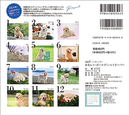 2024 Calendar Cute Golden Retriever (Seibundo Shinkosha Calendar)