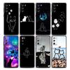 Funny Cat S24Ultra Case For Samsung Galaxy S21 S20 FE S22 Ultra S10 S23 5G S24 Plus Soft Cover Funda Cartoon Cute Black Line Cat