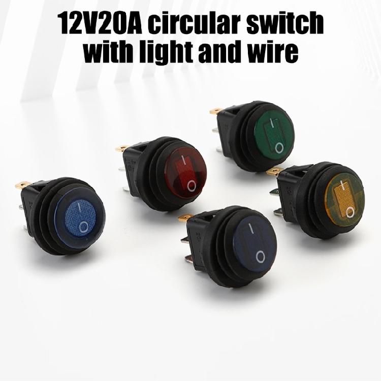 12V 20A Round Switches with LED Display & attaches  Wire  Plastic LED Illuminates Switches for Quick & Simple Installation