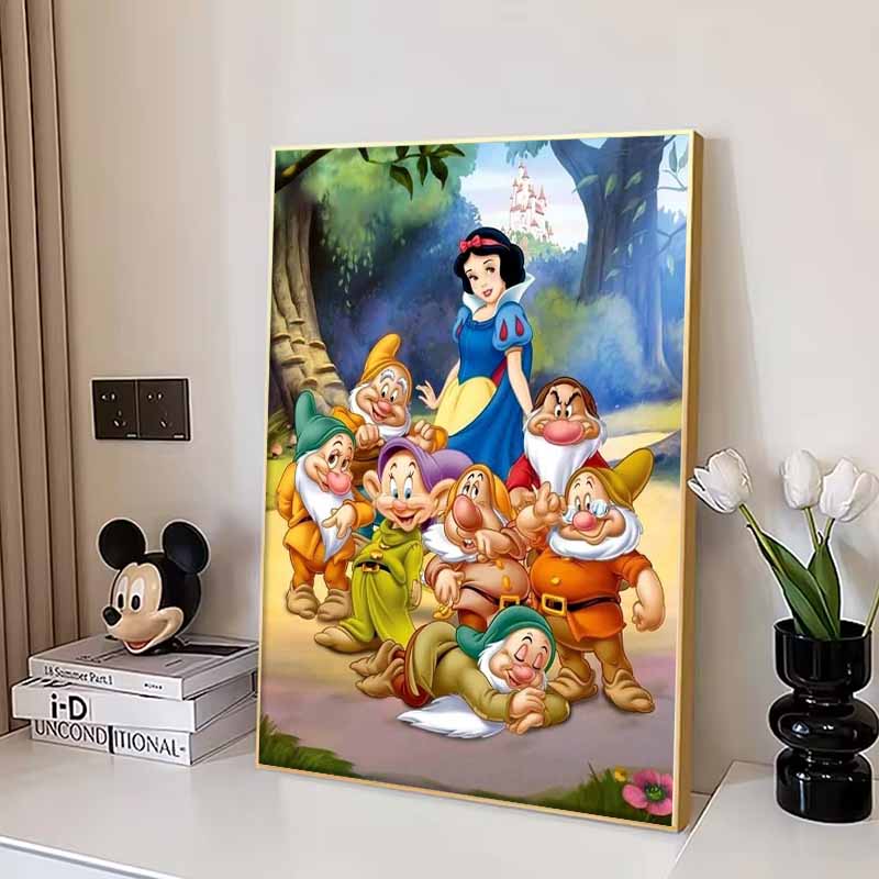 Disney Pittura con Diamanti Biancaneve Ritratto di Gruppo Classico Illustrazione 5D Fai da Te Set Ricamo Pittura con Diamanti Diamante Rotondo/Quadrato Mosaico Decorazione Casa