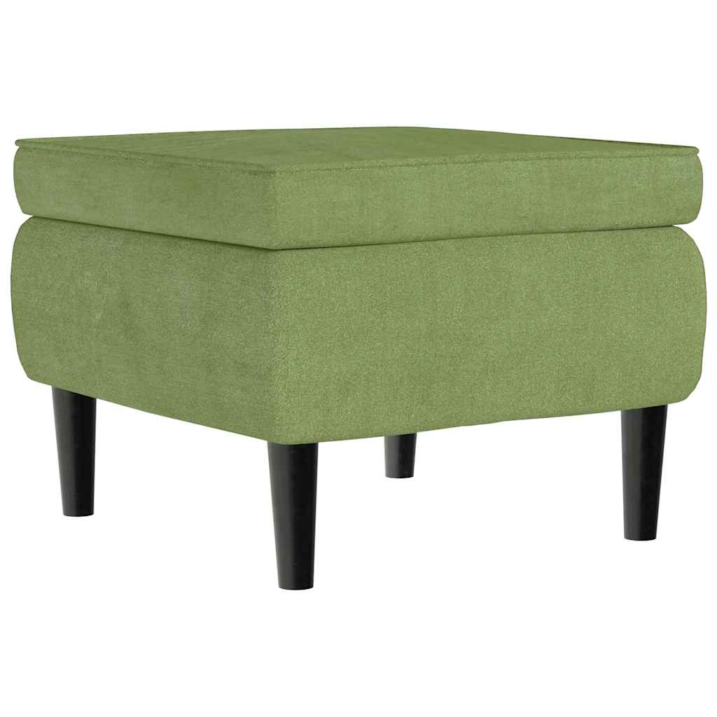 Armchair with Footstool Light Green Velvet