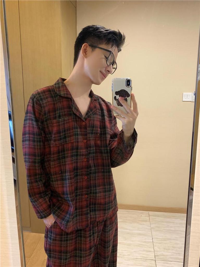 Korejský styl červený kostkovaný pyžamový set: Pohodlné, ležérní domácí oblečení pro páry