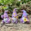 Cute Lavender Gnome Resin Figurine - Halloween Cottagecore Decor, Witchy Garden Ornament